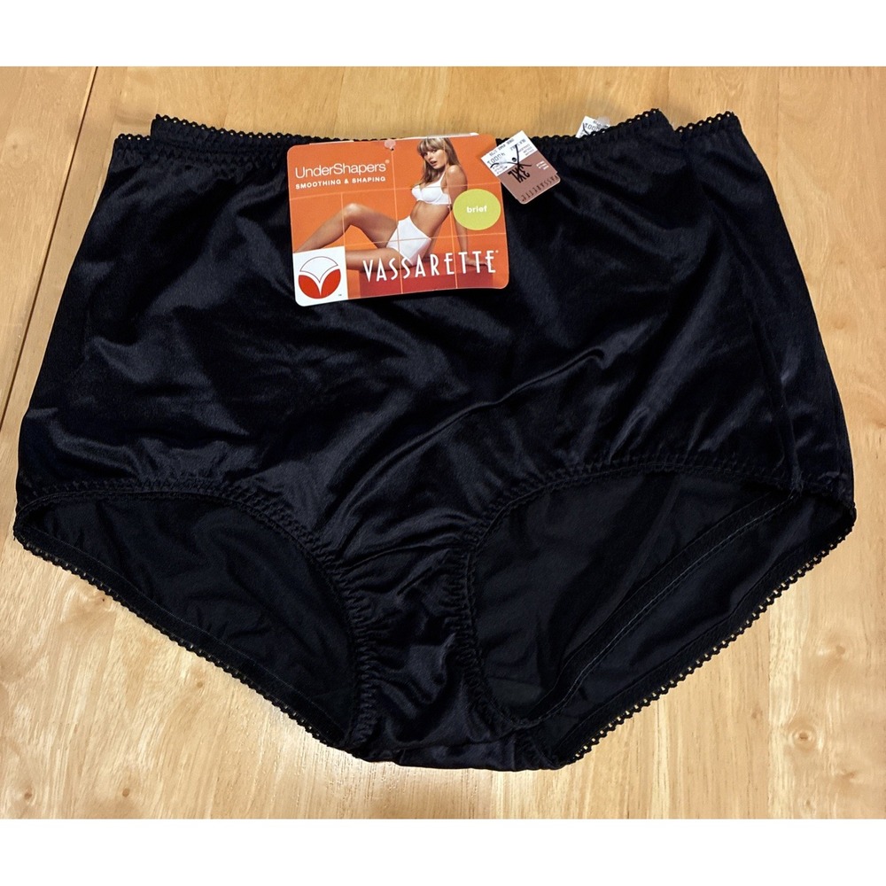 VTG Vassarette UnderShapers 40001 Brief Black 3XL Lot Of 2 NWT